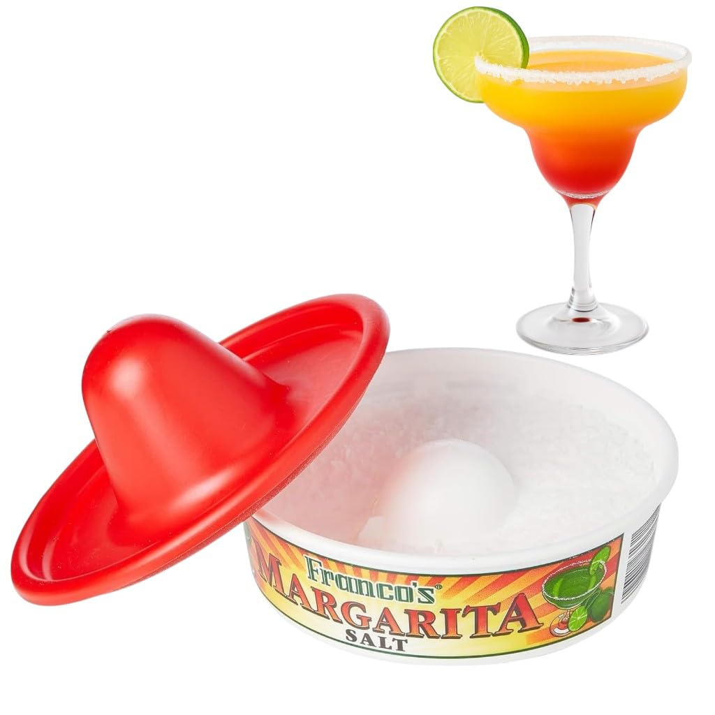 Chabrias Ltd Franco's Margarita Tequila Salt Hatpack 2 Pack - 6.25oz/177g Glass Rimmer Set with Lime Juice Lid and Salt Storage Base for Authentic Mexican Margaritas & Tequila Shots