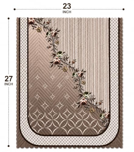 Image of Printed 7 Seater L-Shape Sofa Cover with Arm Covers, Quilted Texture, Sectional Couch Protector for Living Room-Pack of 15 (Brown Vine)