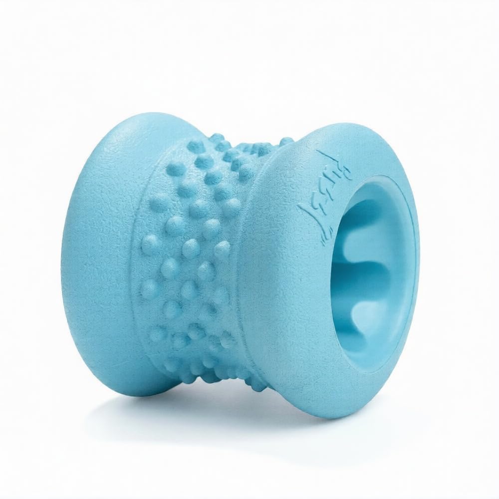 Fuzzl Grip n' Chew Yak Chew Holder Toy – Durable Natural Rubber Safety Holder for Long-Lasting Dog Treats – Fits Medium and Small Yak Milk Chews & Bully Sticks – Blue – Easy to Clean