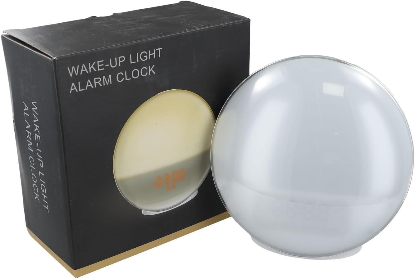 Genérico Reloj Despertador de simulación de Amanecer con Radio FM y luz Nocturna, Alarma de luz Natural para Dormitorio y hogar (2PCS)