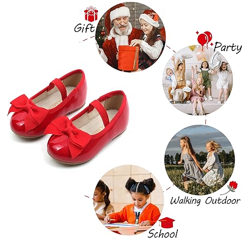 Image of PHIRAMIN Toddler Flower Girl Dress Shoes - Little Girl Ballet Flats Bow Wedding Party