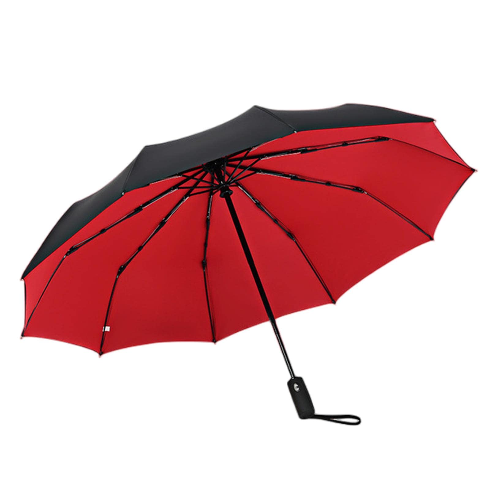 HIHELO Umbrella Double Layer Windproof Fully-Automatic Umbrellas Male Women Umbrella Three Folding Commercial Large Durable Frame Parasol-Red