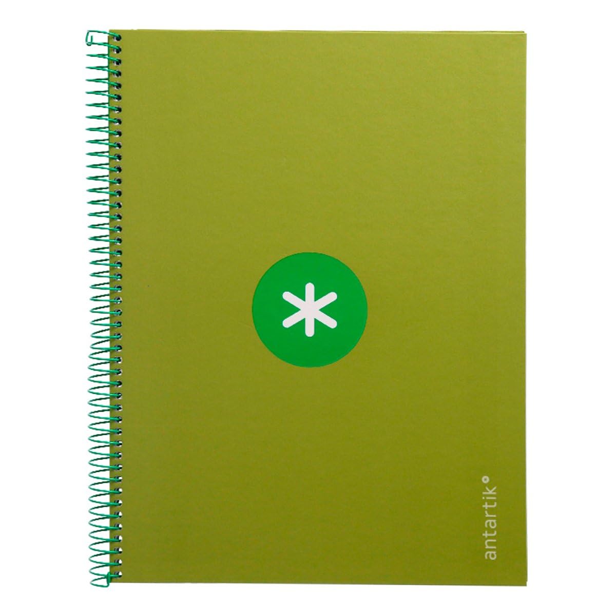 Antartik Liderpapel Spiral Notebook A4 Micro Cover Lined 80h 90g Square 5mm 1 Band 4 Drills Green