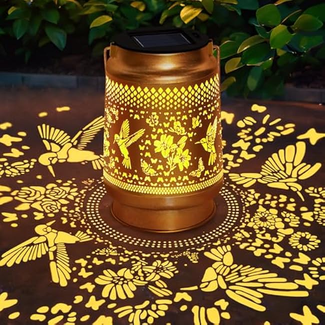 Hummingbird Solar Lantern Outdoor Waterproof, Mothers Day Gifts Hanging Garden Lights with Metal Design - Patio Decor, Christmas Gifts for Women Mom Grandma