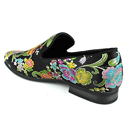 AZAR MAN Men's Slip On Multi Color Floral Print Stitching Dress Shoes Loafers3