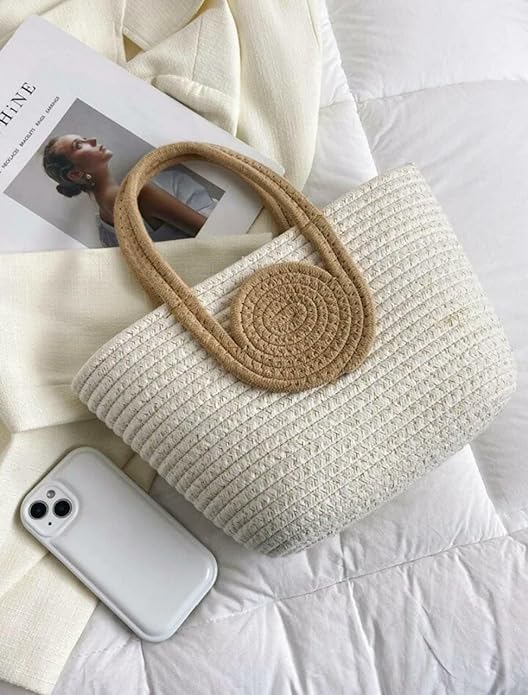 Image of Handmade Crochet Tote Bag with Circular Handle, 25 cm x 15 cm