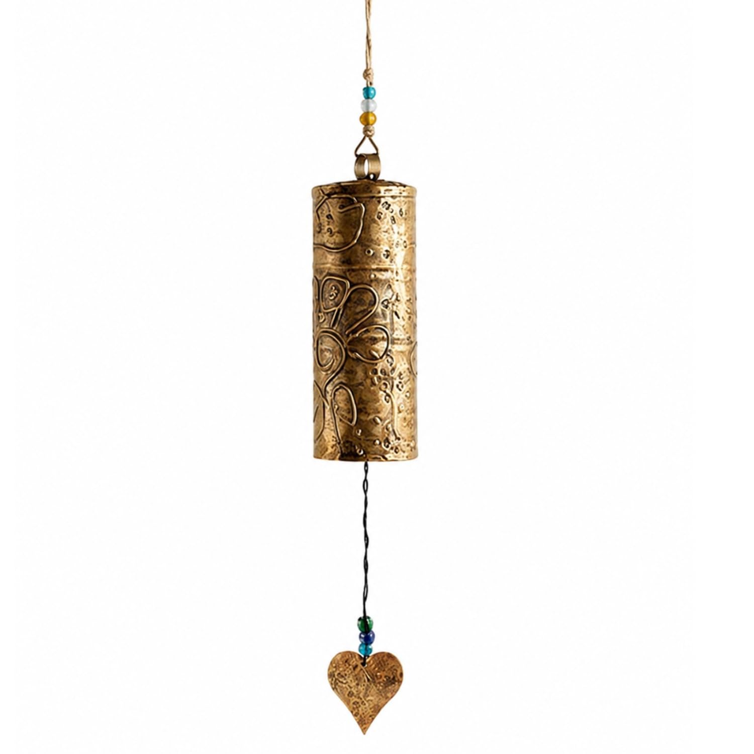 Handcrafted Antique Iron Wind Chime | Elegant Heart Bell Hanging Decor for Home Balcony Garden Patio & Entrance | Soothing Rustic Metal Windcatcher Gift-image-21