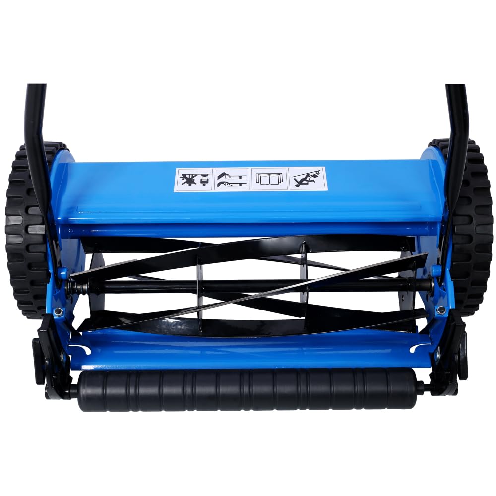 Cortacésped manual, cortacésped manual con carrete de 5 cuchillas de 14 pulgadas, altura ajustable de 0.6 a 1.8 pulgadas, cuchillas de acero de aleación tratadas térmicamente, cortador de
