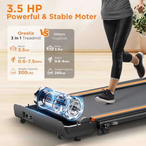 walking pad with 12 incline under desk walking pad treadmill with handle bar amp removable desk workstation 3 in 1 35hp foldable treadmill 300lbs capacity for home office with remote control