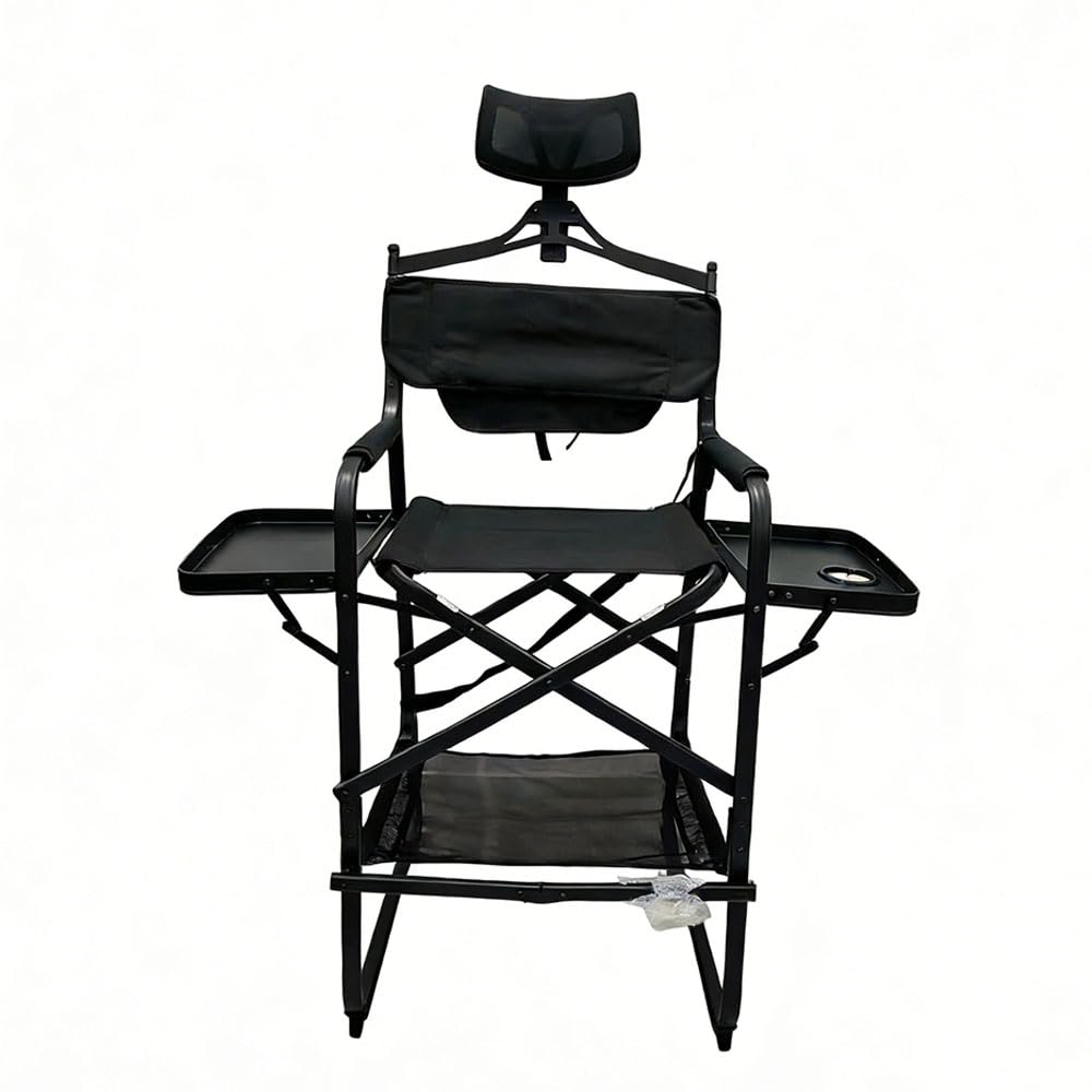 Folding Director Chair Sedia da Regista Portatile for truccatori con tavolino Laterale,portabicchieri,Sedia Parrucchiere Pieghevole e Leggera for saloni di Trucco,Cinema