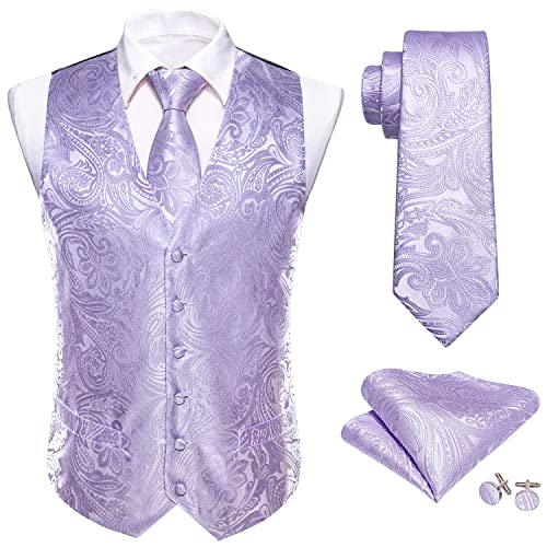 Image of Barry.Wang Formal Men Flower Vest Paisley Jacquard Silk Ties Suit Waistcoat Set Wedding 5PCS