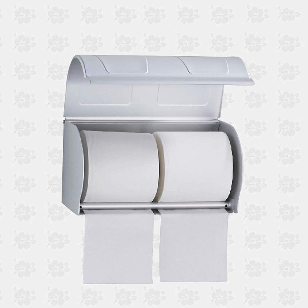 XYNSNDB Uchwyt na papier toaletowy - podwójny uchwyt na papier toaletowy do montażu na ścianie Pudełko na papier w rolce, aluminiowy uchwyt na ręcznik papierowy Space