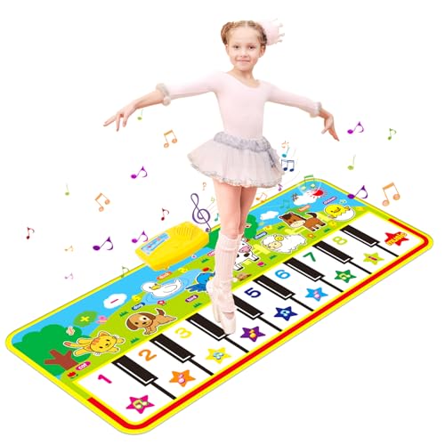 m zimoon Piano Mat Kids Large Music Mat Childrens Touch Play Musical Carpet Piano Floor Mat Dance Mat Gifts Toys for 2 3 4 5 6 7 8 Years Old Kids Boys Girls Toddlers(135 × 58 cm)