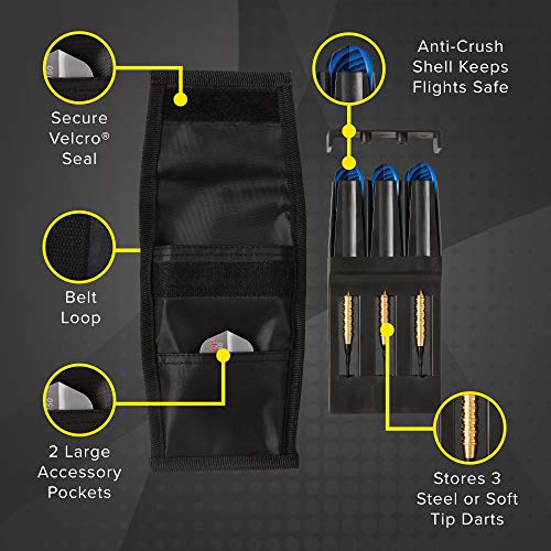Casemaster Single Black Dart Case with Solid Plastic Insert and Flexible, Tough Nylon Covering, Holds 3 Steel Tip and Soft Tip Darts, Hard Shell Keeps Flights in Perfect Shape - Thumbnail 2