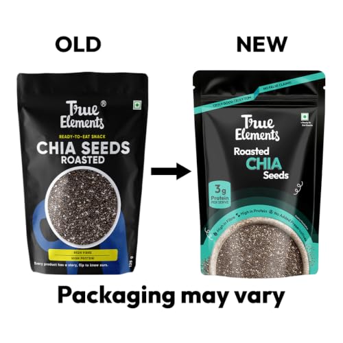 Image of True Elements Roasted Chia Seeds 125g Pack of 2 | Rich in Protein, Fiber & Omega-3 | Healthy Superfood Seeds for Weight Management & Daily Nutrition