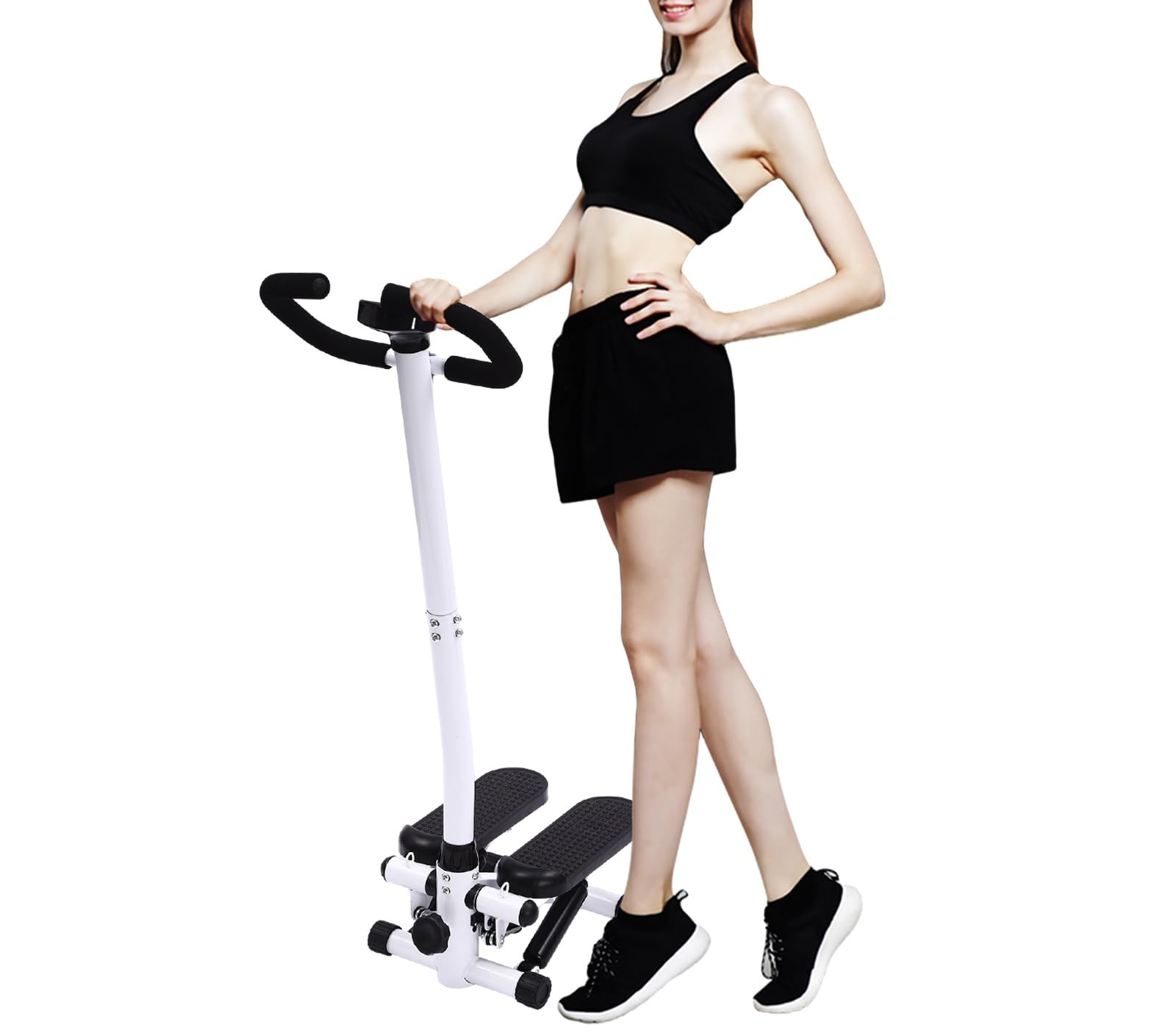 Stepper Fitness con manubrio, fasce di resistenza e display LCD, stabile e compatto, stepper per casa fino a 150 kg