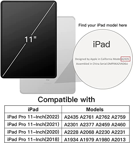 BXGH iPad Pro 11 Inch Case 2022(4th Gen)/2021(3rd Gen) with Pen Holder, Trifold Stand Smart Case with Soft TPU Backing - Image 2