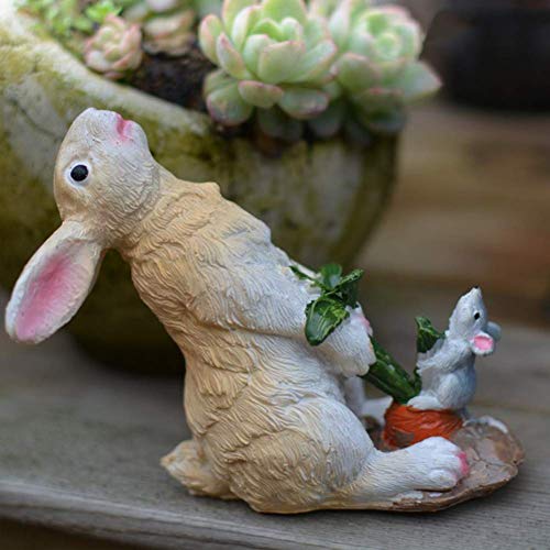 Statues de lapin ZXQUEGF en résine pour la décoration de patio et jardin extérieur