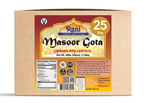 Image of Rani Masoor Gota (Football) Indian Red Lentils Skinless 400oz (25lbs) 11.36kg Bulk Box ~ All Natural | Gluten Friendly | NON-GMO | Kosher | Vegan | Indian Origin