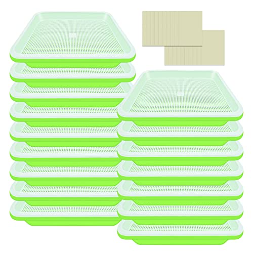 Legigo 16 Pack Seed Sprouter Trays- Soil-Free Cultivation Germination Tray BPA Free Nursery Tray with Planting Paper for Indoors or Outdoors Sprouting Seeds Grow Grass Beans and More