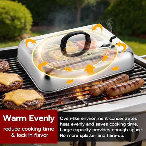 Cubierta para parrilla rectangular de acero inoxidable con ventilación x2 miniatura 4