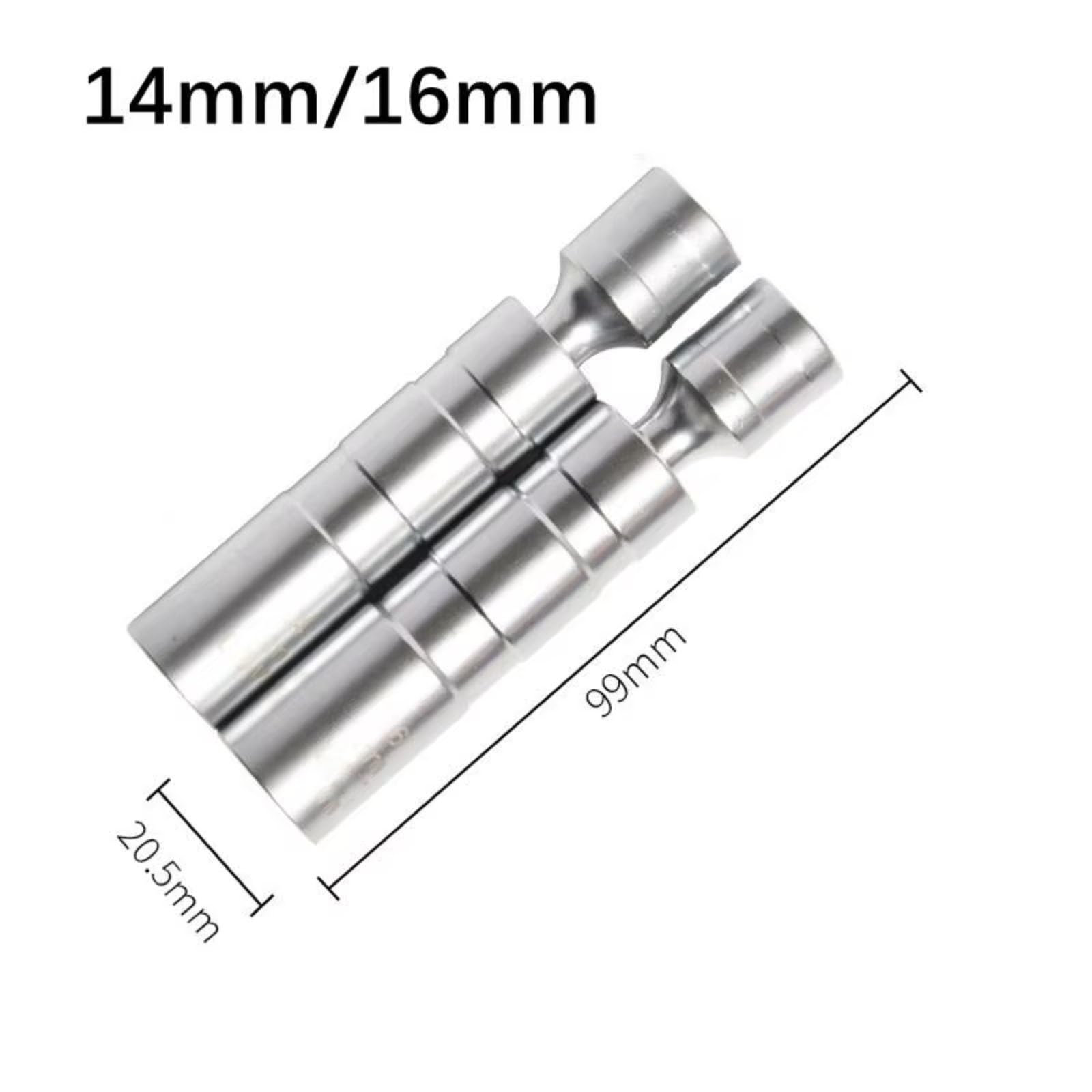 Klucz do świecy zapłonowej 14 mm/16 mm z magnetyczną, elastyczną nasadką nasadową do cienkich ścian, pasuje do samochodów, łącznie z zestawem adapterów do świec zapłonowych