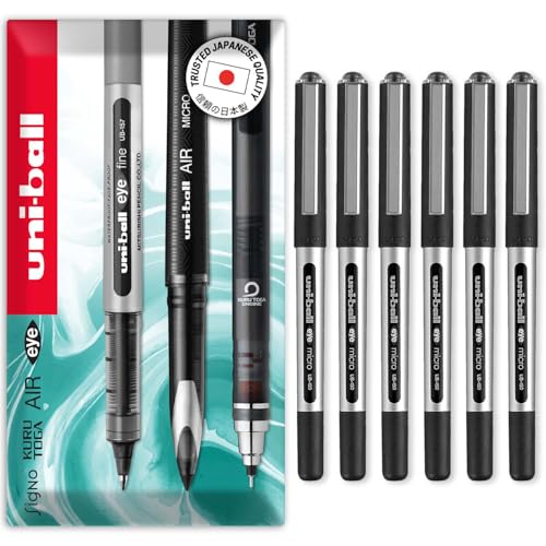 uni-ball Eye Micro UB-150E Gel Ink Pen - 0.5 mm - In Envelope Packaging (Pack of 6 Black)