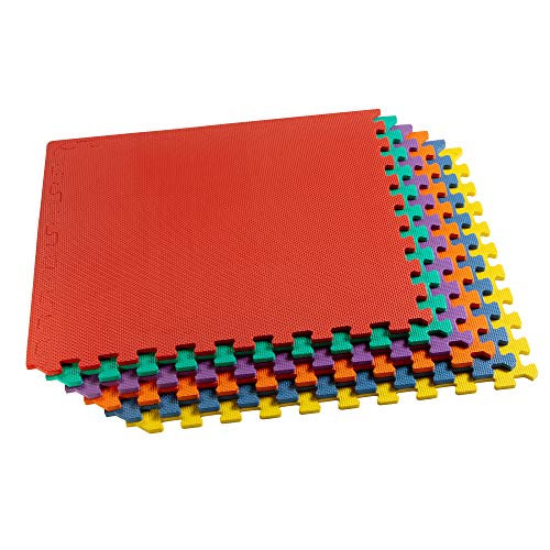 We Sell Mats 3/8 Inch Thick Multipurpose Exercise Floor Mat with EVA Foam, Interlocking Tiles,...