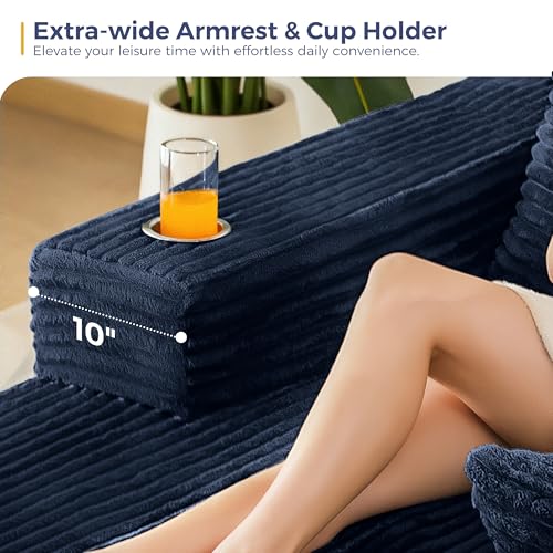 Image of MAXYOYO Modular Sectional Couch with L-Shape Chaise and Loveseat, Modern Boneless Couch for Living Room, Oversized Sofa with Deep Seat, No Assembly Required, Navy