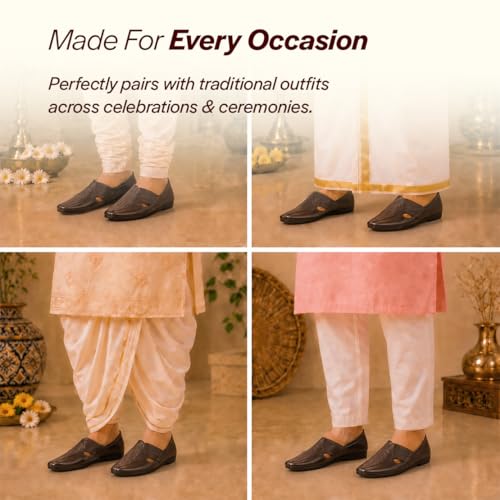 Image of FAUSTO Mens Embossed Ethnic Party Slip On Traditional Juttis and Mojaris | Festive
