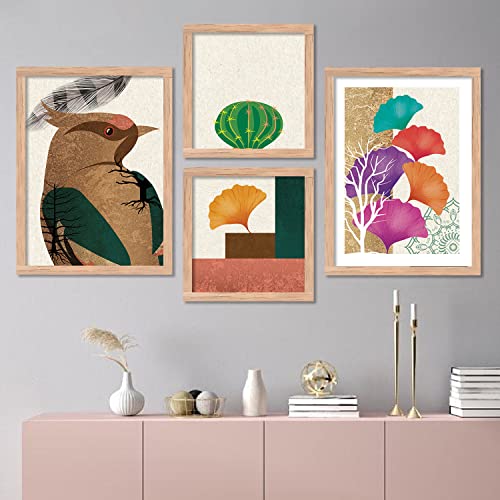 Image of kotart Paintings Set of 4 Modern Art Framed Paintings for Wall Decoration - Framed Wall Posters /Painting for Living Room Bedroom with Frame -Set of 4 (Art 7, Small (10x13 or 10x10 inch))
