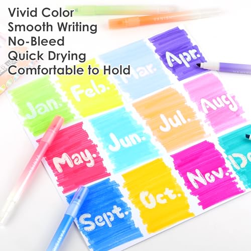 Erasable Highlighters Assorted Colors 12 Pack, Dual Tip Erasable Markers Pens, Chisel Tip Smooth Writing Journaling Highlighters School Office Supplies