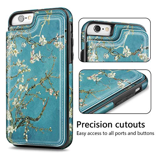 Hoofur Iphone Se 2022 Case, Iphone Se 2020 Case, Slim Fit Premium Leather Iphone 7 Wallet Cases Card Slots Shockproof Folio Flip Protective Defender Shell For Iphone 7/8/Se (Almond Blossom) #TOP3