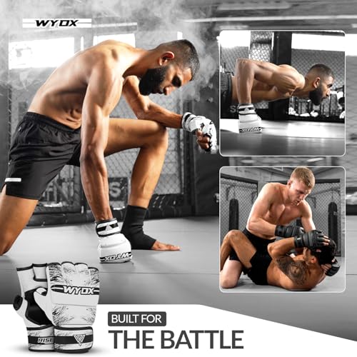 Image of WYOX MMA Gloves for Men & Women - Open Palm MMA Sparring Gloves with Multi-Layer Knuckle & Thumb Padding, Wrist Support, Fingerless Punching Bag Gloves for Grappling, Kickboxing, Muay Thai & Training