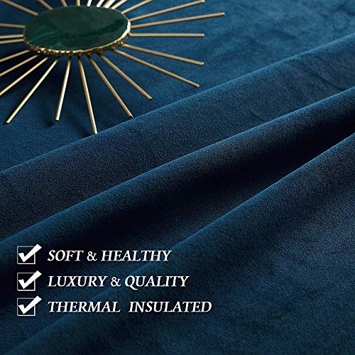 Image of RYB HOME Extra Long Velvet Curtains 102 inches for Sliding Patio Glass Door | Energy Saving, Theraml Privacy, UV Heat Blocking, for Living Room Bedroom Dining Room, Navy Blue, W52 x L102, 2 Panels