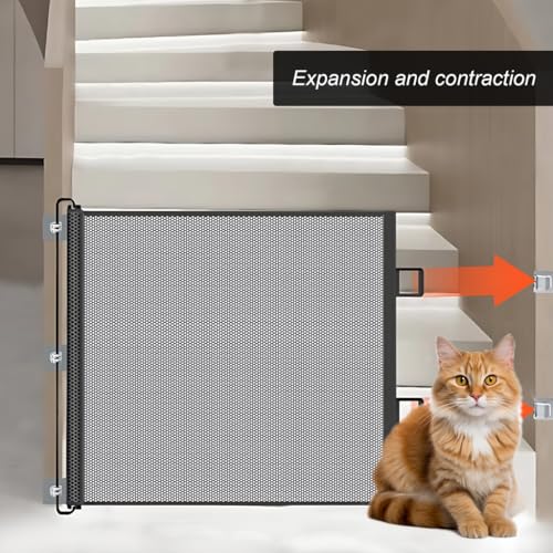Treppenschutzgitter Türschutzgitter Ausziehbar, Baby Absperrgitter Schutzgitter Treppe für Kinder, Katzen und Hunde, Geeignet für Innen Außenbereich, 130 * 78cm