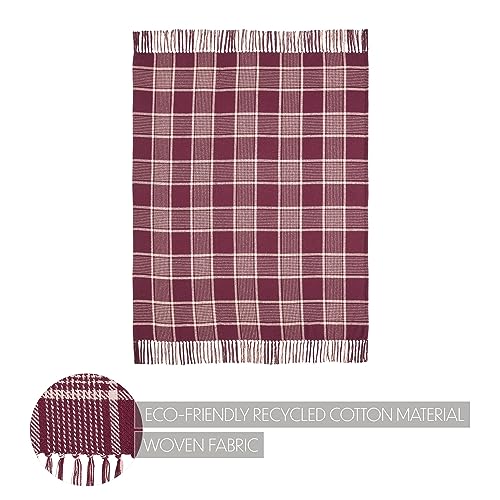 VHC-Brands-Eston-Rustic-Farmhouse-Decor-Autumn-Seasonal-Burgundy-Tan-Plaid-Throw-50×60 VHC Brands Eston Rustic Farmhouse Decor Autumn Seasonal Burgundy Tan Plaid Throw 50×60