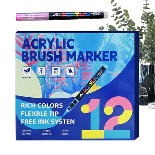 Rotuladores de acrílico con punta de pincel, suministros de oficina multicolor, suaves y estratificables | Rotuladores de punta pincel para pintura, para niños adultos, fiestas, escuelas, decoración
