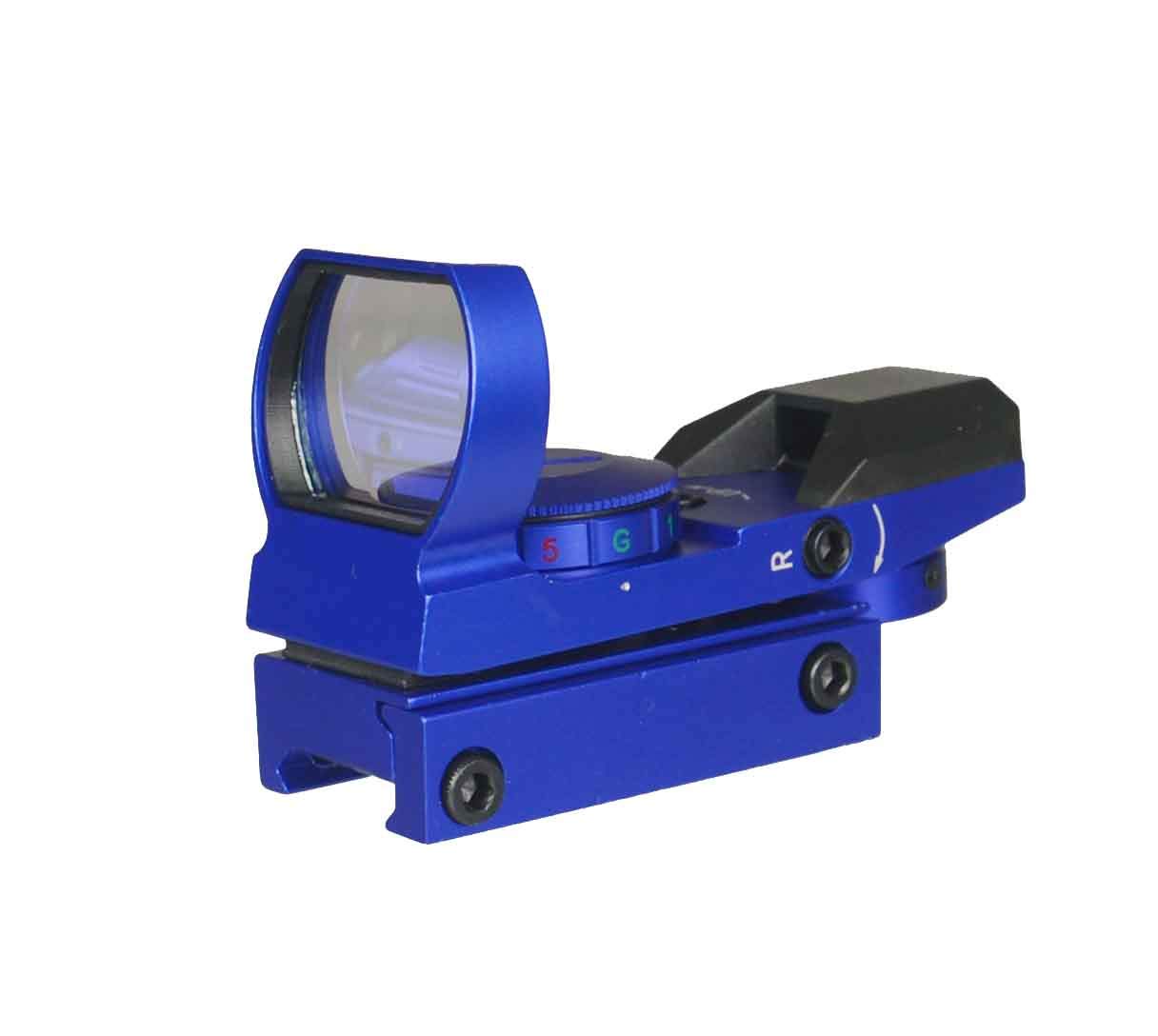 TWP Reflex Dot Sight Scope, Red and Green Illumination and 4 Reticles, Weaver Picatinny Rail Mount Aluminum Structure Anodized Blue