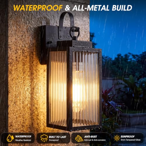 tjjsllhbe Black Outdoor Wall Lantern, Modern Farmhouse Exterior Wall Sconce - image 3