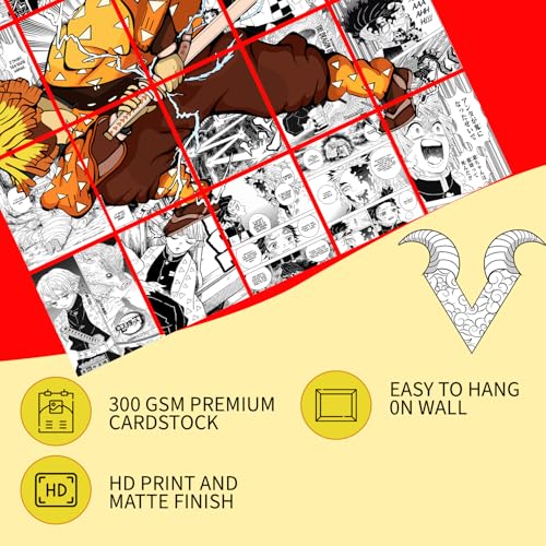 Image of VEENSHI Set of 20 Zenitsu Wall Posters | Demon Slayer | Poster of Anime | 300 GSM Thick Poster Size : 11.9x8.3 inch