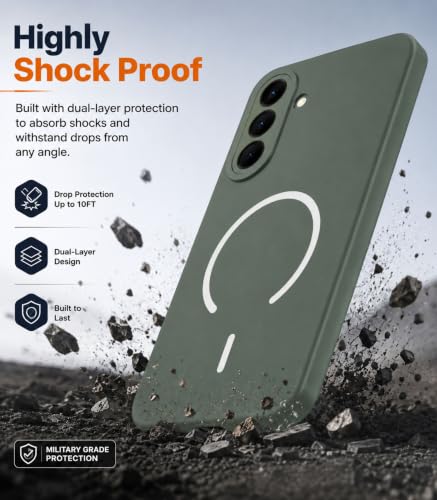 Image of SBMS Silicone Back Cover Case for Samsung Galaxy A57 5G | Soft Micro-Fibre Lining Inside | Magsafe Print On Back Side Camera Protection Bump | Shockproof Case Samsung Galaxy A57 5G (Green)