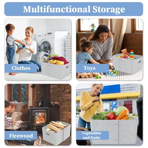 Cesta de almacenamiento de fieltro para estanterías del salón y baño 7