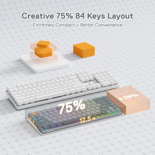 Image of Redragon K652 Wireless Gaming Keyboard, 75%, Numeric Keypad, Red Switch