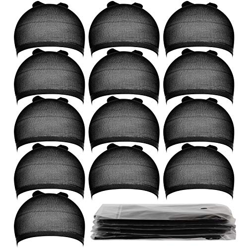 Teenitor 20 Pieces Wigs Cap, Black Stocking Caps, Stretchy Nylon Caps for Wig, Wig Stocking Caps for Women