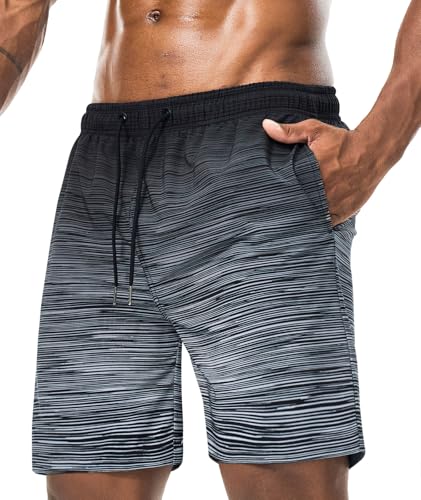 Danfiki Badehose Herren Lang Badeshorts mit Reißverschlusstasche Atmungsaktiv Schnelltrocknend Wasserabweisend Mit Tunne...