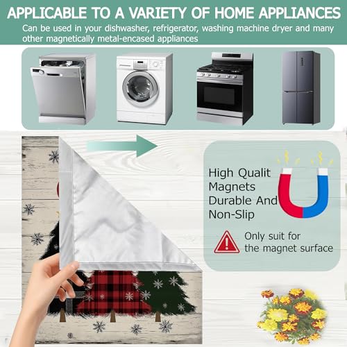 Image of Christmas Trees Dishwasher Magnets Decorative Cover,Rustic Wood Board Waterproof Magnetic Dishwasher Cover Panel,Refrigerator Magnet Cover for Kitchen Home Decor 23x26 Inch