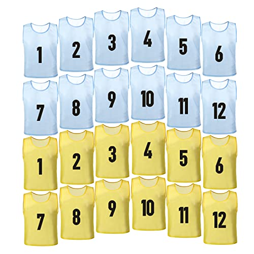 BGHTYYP 24 Pack Nylon Mesh Numbered Soccer Scrimmage Team Practice Vests Pinnies Jerseys Train Vest Youth for Adult Sport Football Basketball