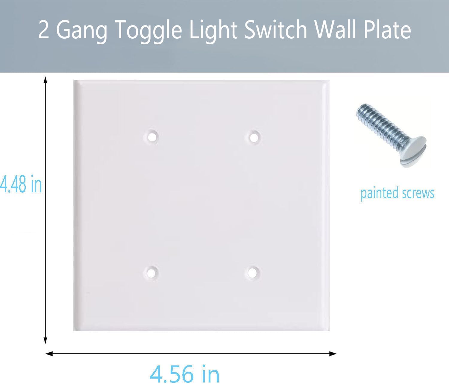 2-Gang Blank Wall Plate Outlet Cover Plate Unbreakable Polycarbonate Thermoplastic Double Blank Faceplate Electrical Receptacle Cover, White, 10 Pack