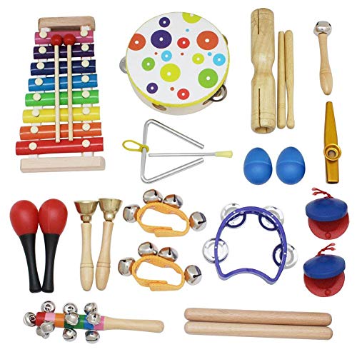 Instrumentos musicais infantil, não tóxico, ecológico, 19 peças, kit de instrumentos musicais educat